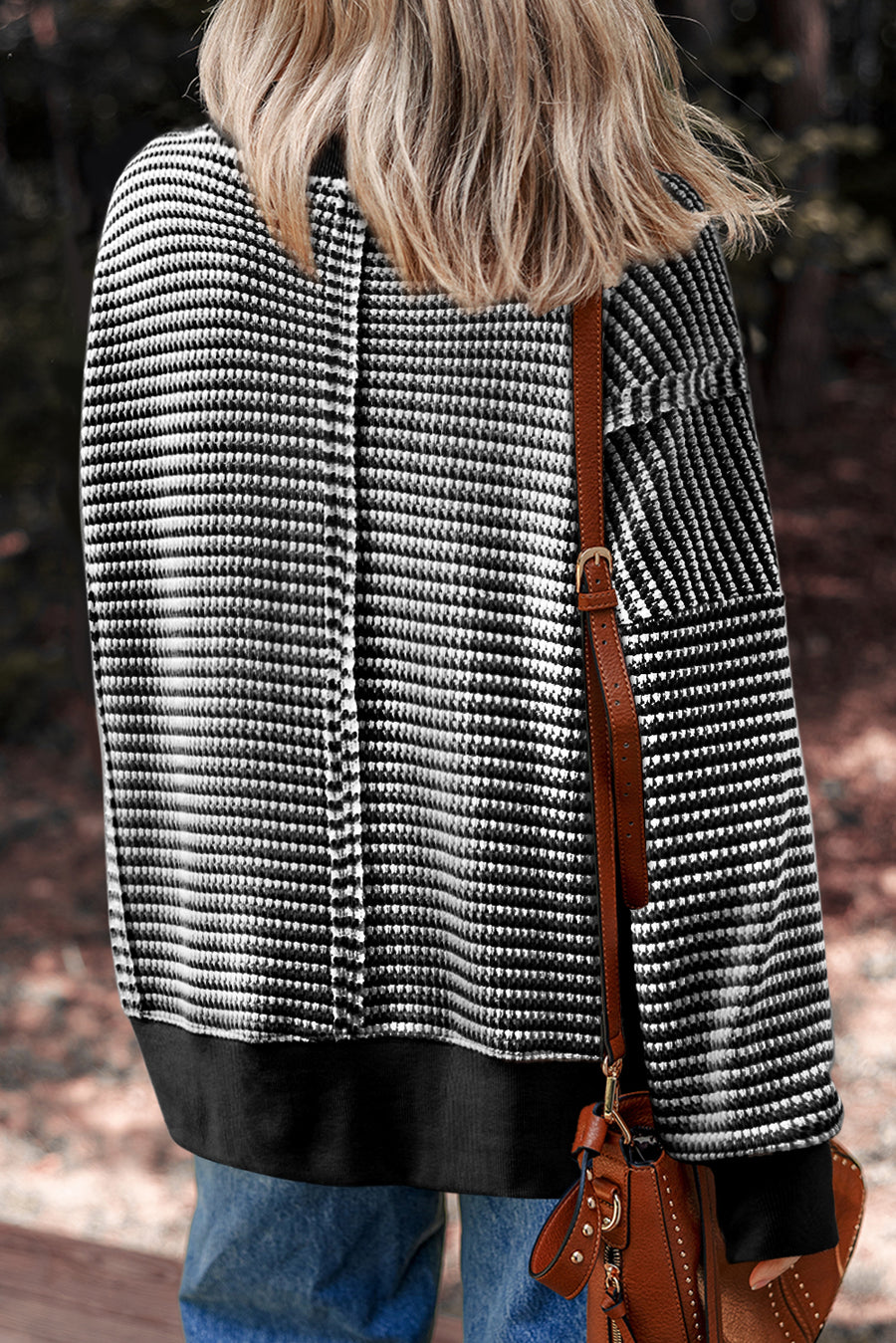 Striped Ribbed Exposed Seam Long Sleeve Oversized Top- 3 Colors