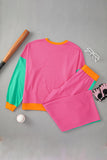 Color Block Patchwork Long Sleeve Top and Pants Set