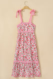 Floral Lace Tied Strap Empire Waist Maxi Dress- 2 Colors