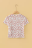 All Over Heart Print Mesh Short Sleeve Top- 2 Colors