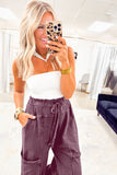 Mineral Wash High Waist Cargo Sweatpants- 3 Colors