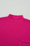 Green Pocket Ribbed Knit Short Sleeve Sweater- 9 Colors