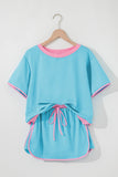 *Pre-Order* Color Block Drop Shoulder T-Shirt and Skort Set- 5 Colors