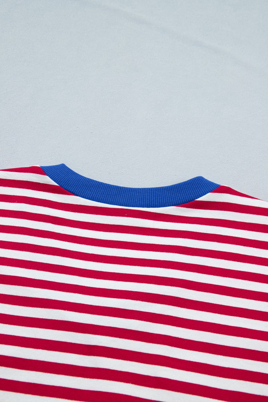 Striped Contrast Trim V-Neck T-Shirt and Drawstring Elastic Waist Shorts Set- 4 Colors