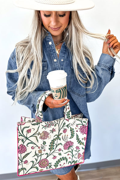 Beau Blue Chest Pocket Raw Hem Denim Loose Shirt Dress