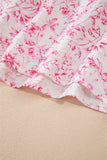 Floral Ruffle Short Sleeve Bow Back Blouse- 2 Colors
