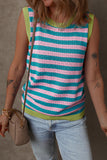 Striped Contrast Trim Sleeveless Sweater Vest- 3 Colors