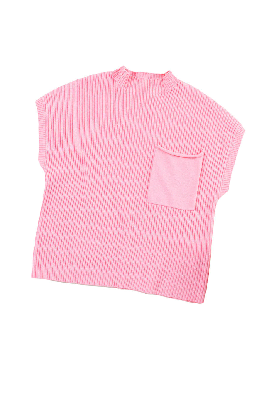 Green Pocket Ribbed Knit Short Sleeve Sweater- 9 Colors