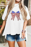 White American Sequin Bow Oversized Graphic T-Shirt
