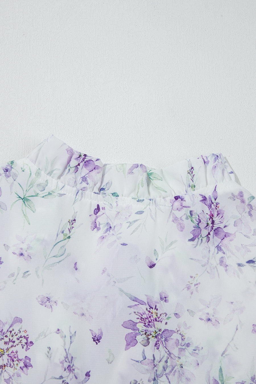 Plus Size Lavender Floral Frill V-Neck Blouse
