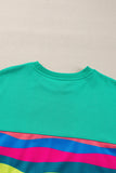Green Multicolored Wavy Striped Crew Neck Long Sleeve Top- 2 Colors