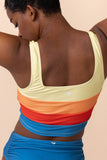 Color Block Pleated High-Waisted Tankini