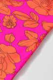 Neon Pink and Orange Floral Ruffle Sleeve Mini Dress