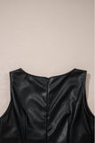 Faux Leather Sleeveless Crew Neck Mini Dress- 3 Colors