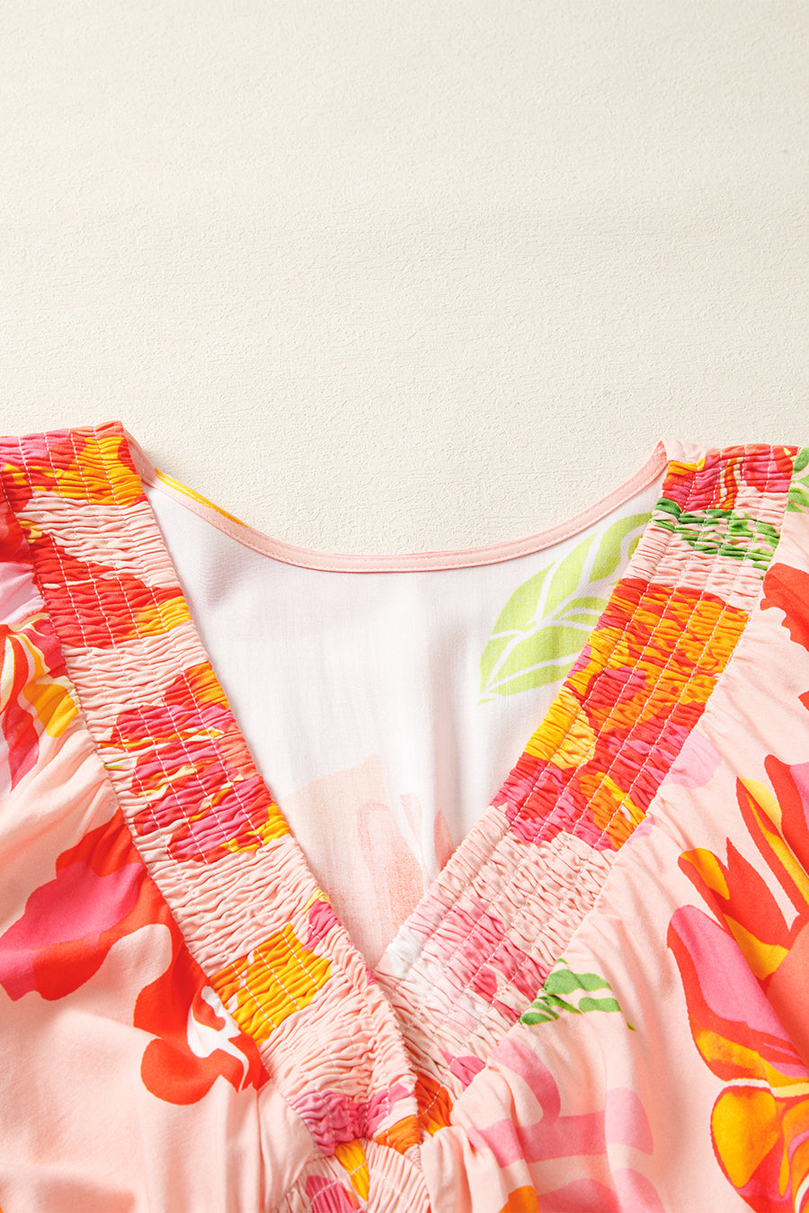 Fuchsia Multi Floral Shirred Long Sleeve Flowy Maxi Dress with Pockets