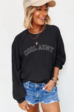 Black COOL AUNT Embroidered Letters Sweatshirt