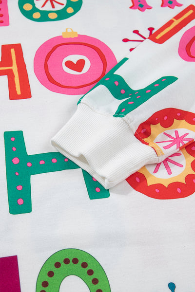 Pink Santa Claus Graphic Christmas Tree Pajama Set