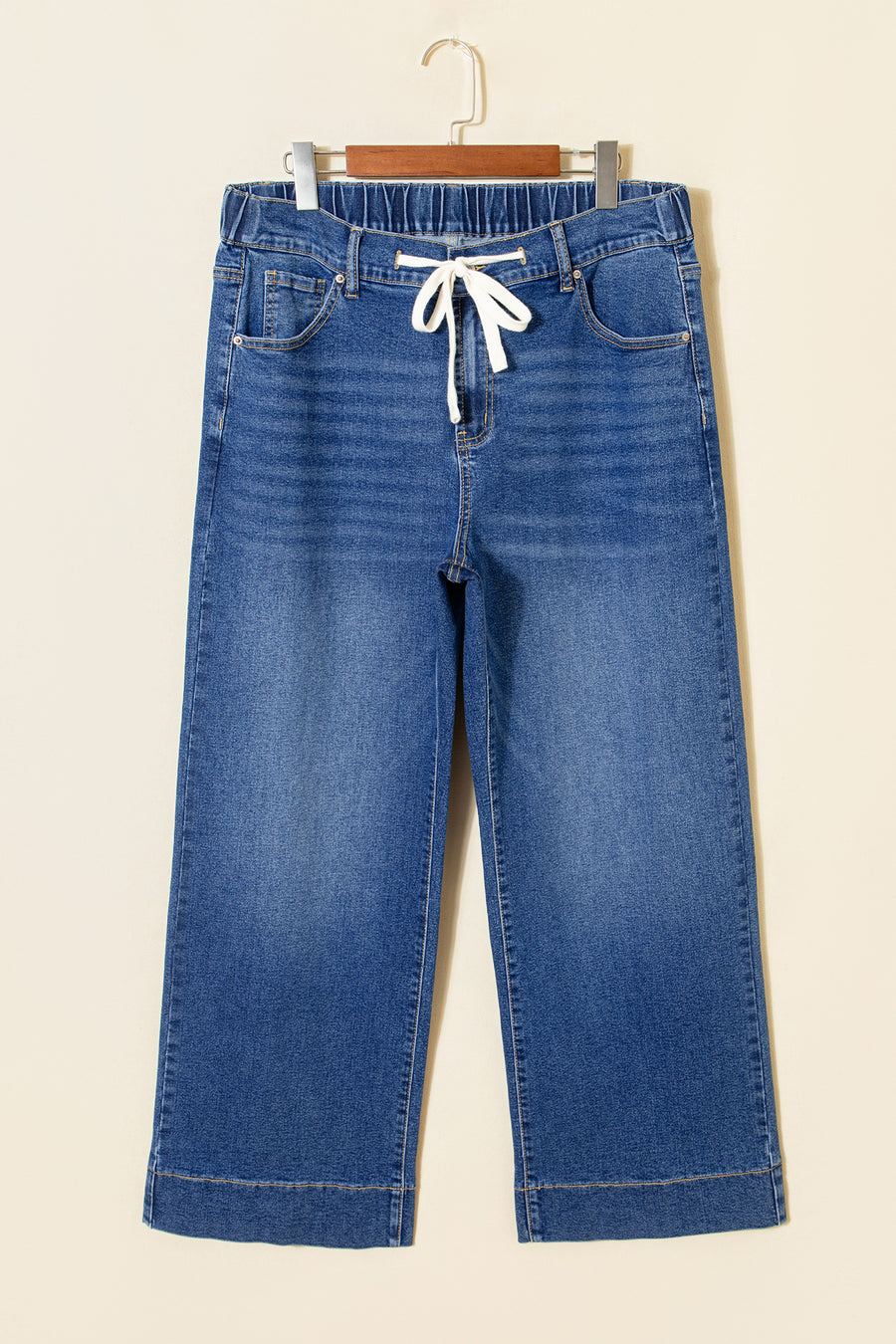 Plus Size Acid Wash Lace-Up Jeans- 4 Colors