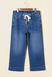 Plus Size Acid Wash Lace-Up Jeans- 4 Colors