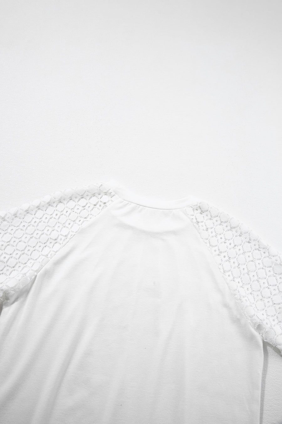 Seamed Detail Contrast Lace Raglan Sleeve T-Shirt- 2 Colors