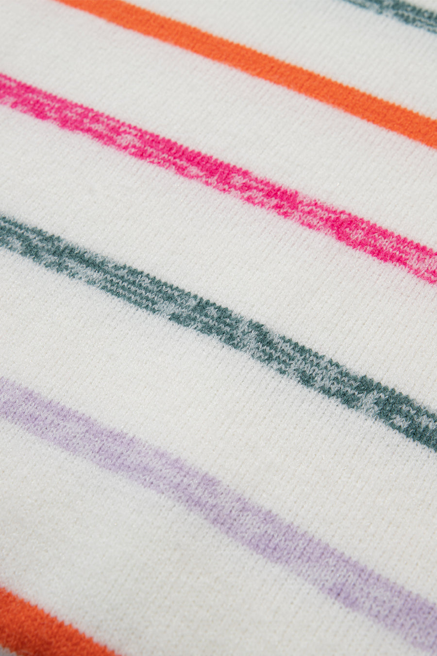 Multicolored Striped Ribbed Trim Crew Neck Sweater- 2 Colors