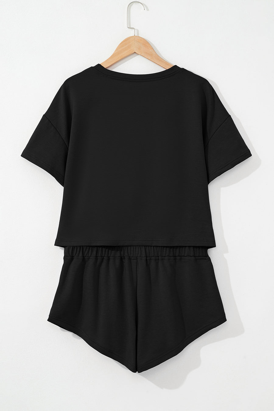 Cropped Tee and Curved Hem High Waist Skort Set- 2 Colors