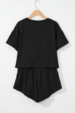 Cropped Tee and Curved Hem High Waist Skort Set- 2 Colors
