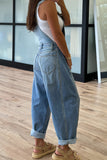 Medium Blue Straight Leg Denim Overalls