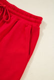 Varsity Striped Sleeve Drop Shoulder Sweatshirt and Shorts Set- 5 Colors