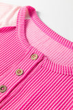 Twist Ribbed Color Block Patchwork Short Sleeve Henley T-Shirt- 2 Colors