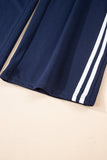 Varsity Striped Cropped Sweatshirt and Wide Leg Pants Matching Set- 5 Colors