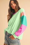 Color Block Long Sleeve Loose Fit Top- 3 Colors