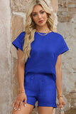 Textured Short Sleeve Top and Shorts Set- 7 Colors
