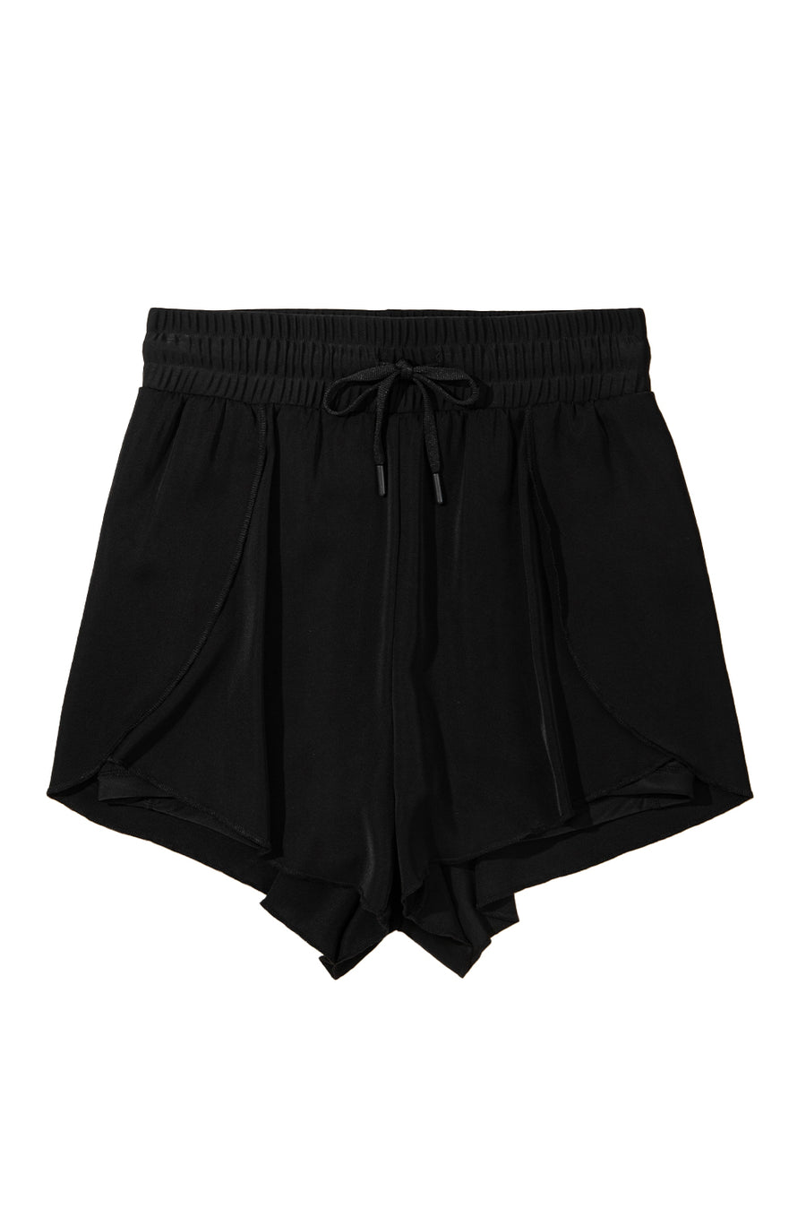 Black High-Waist Drawstring Hidden Pocket Swim Shorts