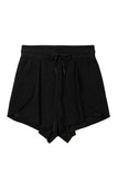 Black High-Waist Drawstring Hidden Pocket Swim Shorts