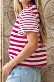 Red and White Striped Crew Neck T-Shirt