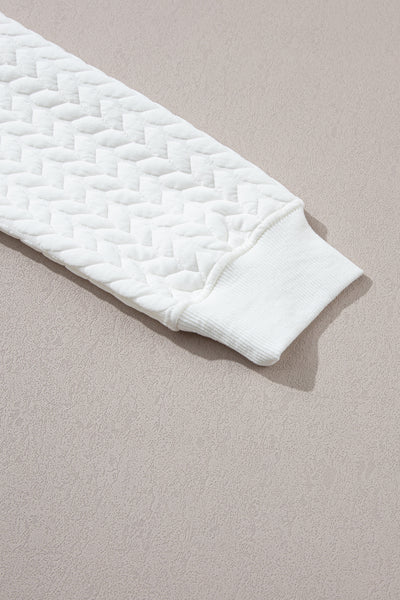 White Chenille Letter Patch Quilted Sweatshirt- 2 Styles