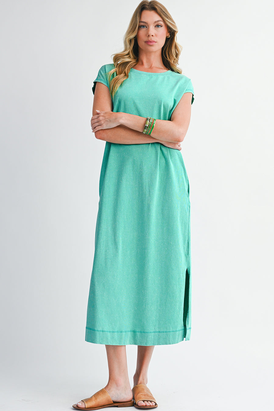 Mineral Wash T-Shirt Dress with Pockets- 3 Colors