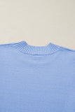 Ribbed Trim Crew Neck Ruffled Short Sleeve Sweater- 3 Colors
