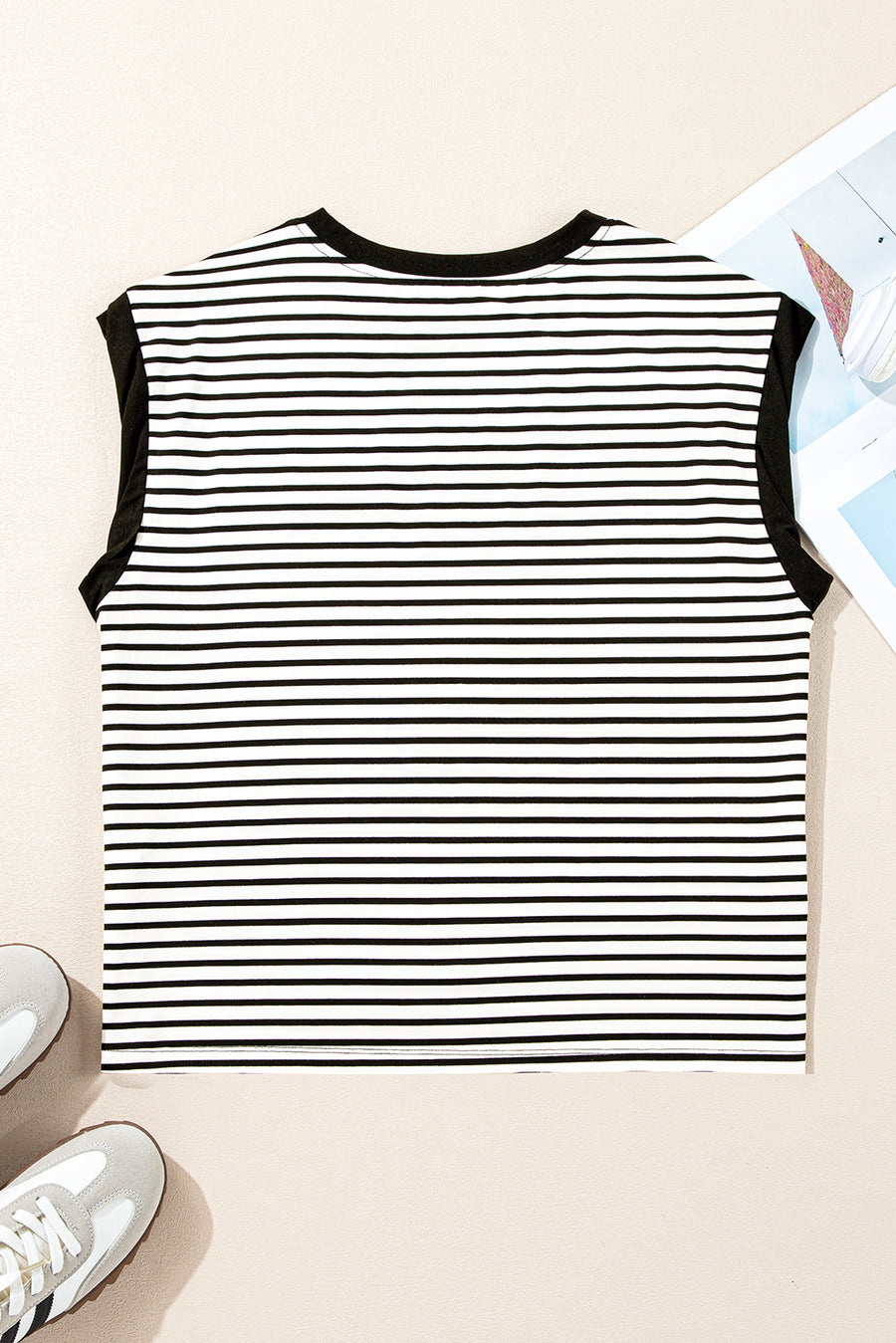 Striped Chest Pocket Crew Neck Muscle Tee- 2 Colors