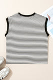 Striped Chest Pocket Crew Neck Muscle Tee- 2 Colors