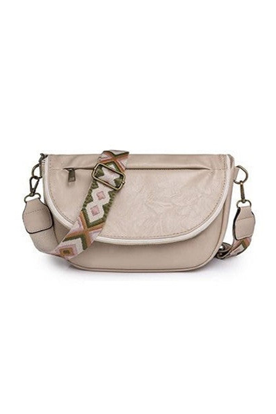Geometric Strap PU Leather Crossbody Bag- 2 Colors