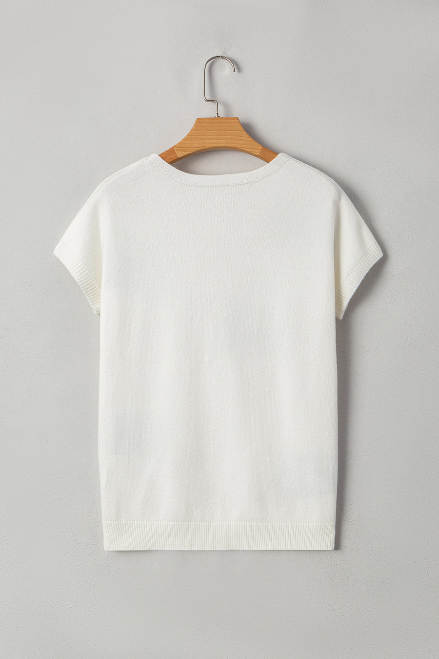 Black Bow Pattern Short Sleeve Knit Sweater