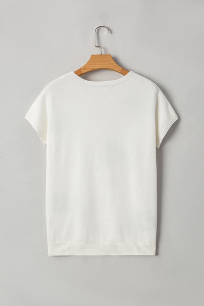 Black Bow Pattern Short Sleeve Knit Top