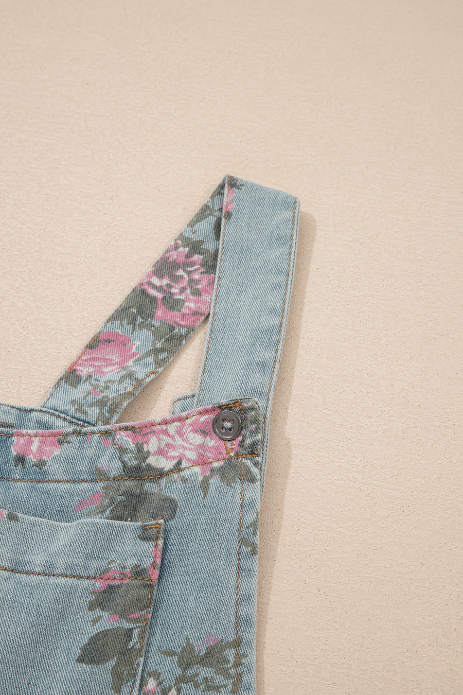 Floral Print Pleated High-Waist Wide Leg Denim Overalls- 3 Colors