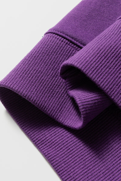 Navy Blue Preppy Striped Sleeve Loose Sweatshirt