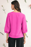 Frill V-Neck Lantern Sleeve Crinkled Blouse- 3 Colors