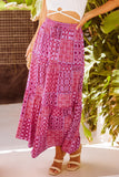 Tiered Paisley Print Maxi Skirt with Pockets