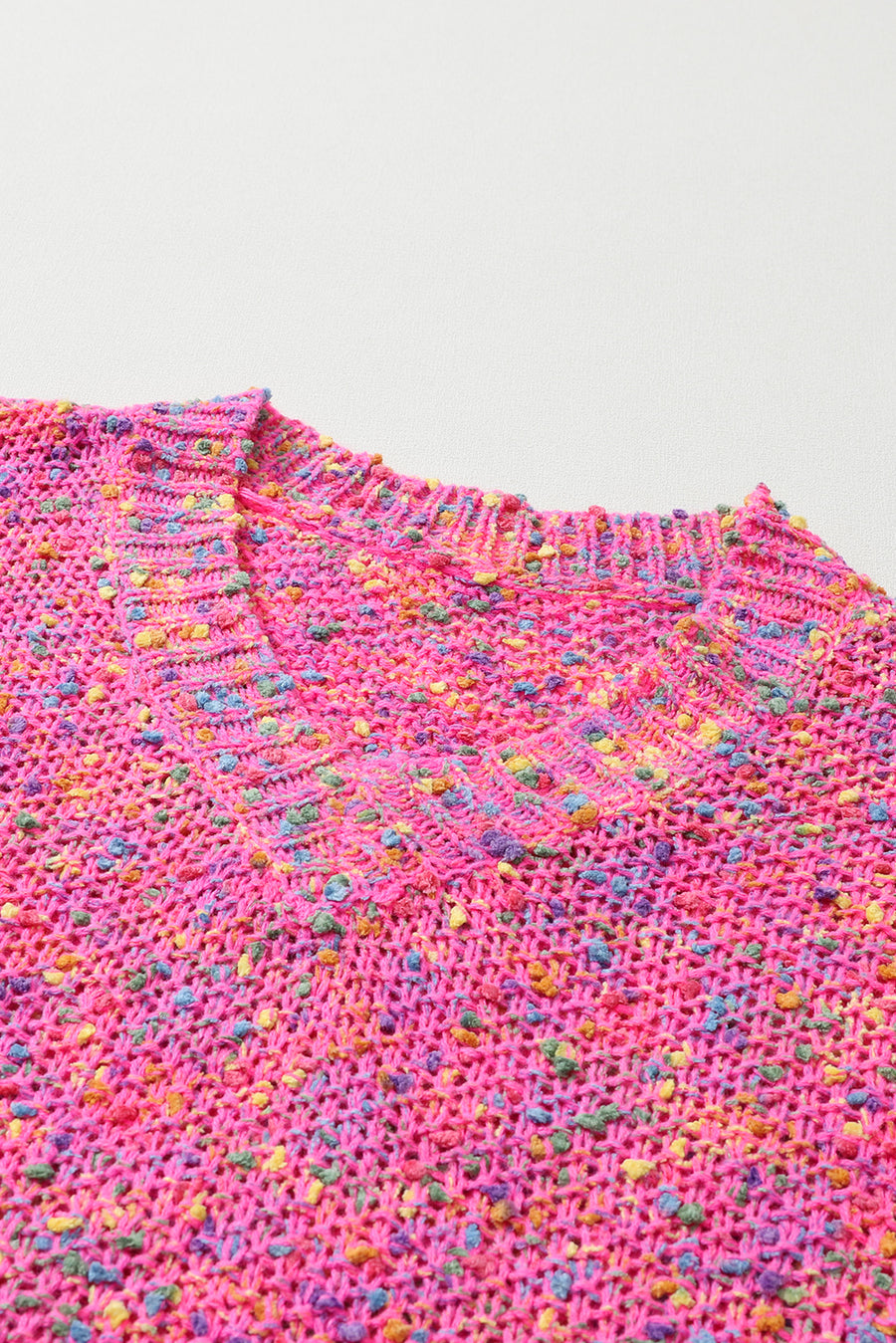Hot Pink Multicolored Confetti Chunky Knit Sweater