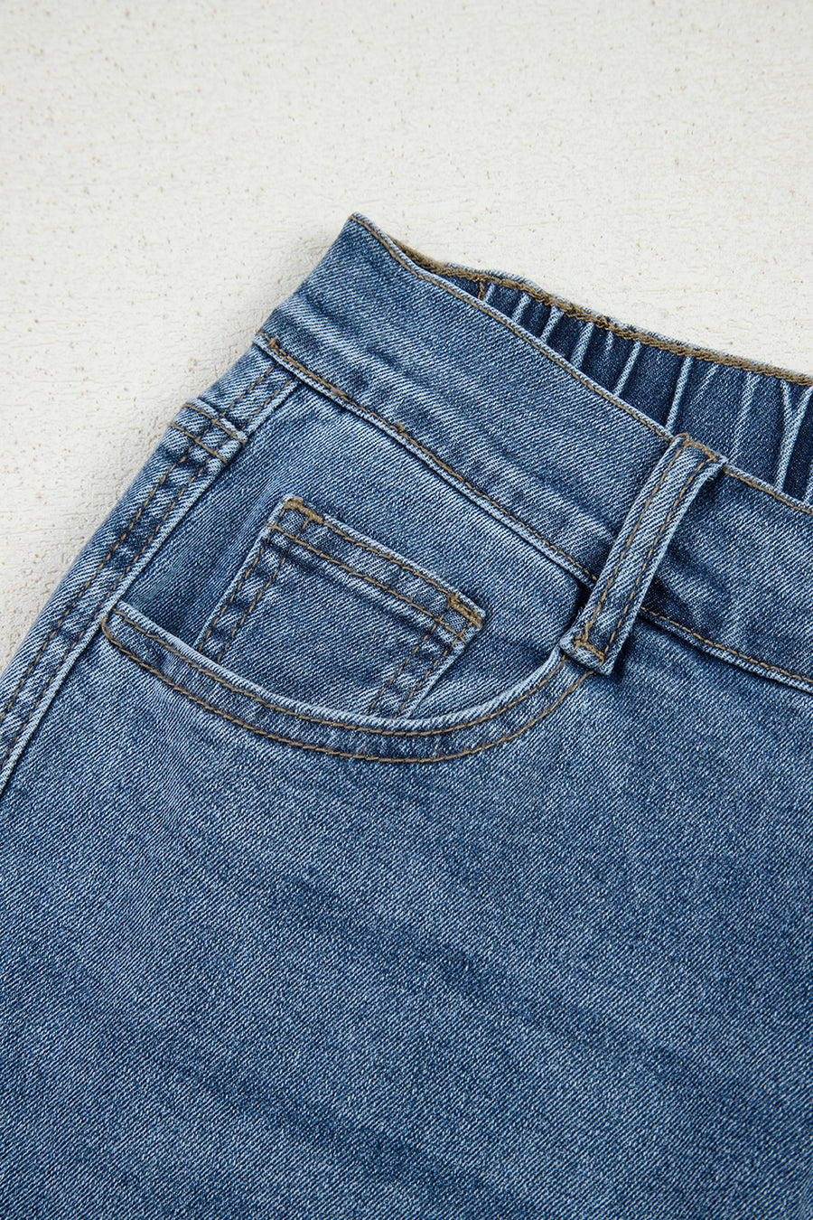 Stone Blue Star Patchwork Light Wash Wide Leg High-Waist Jeans